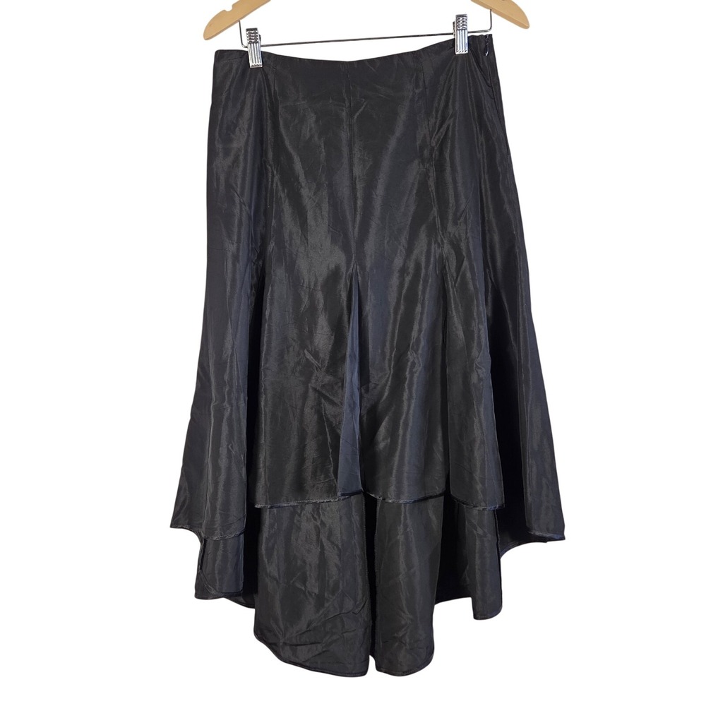 Settimocielo High Low‎ Skirt Womens 31 Black Satin Made in Italy Goth Formal